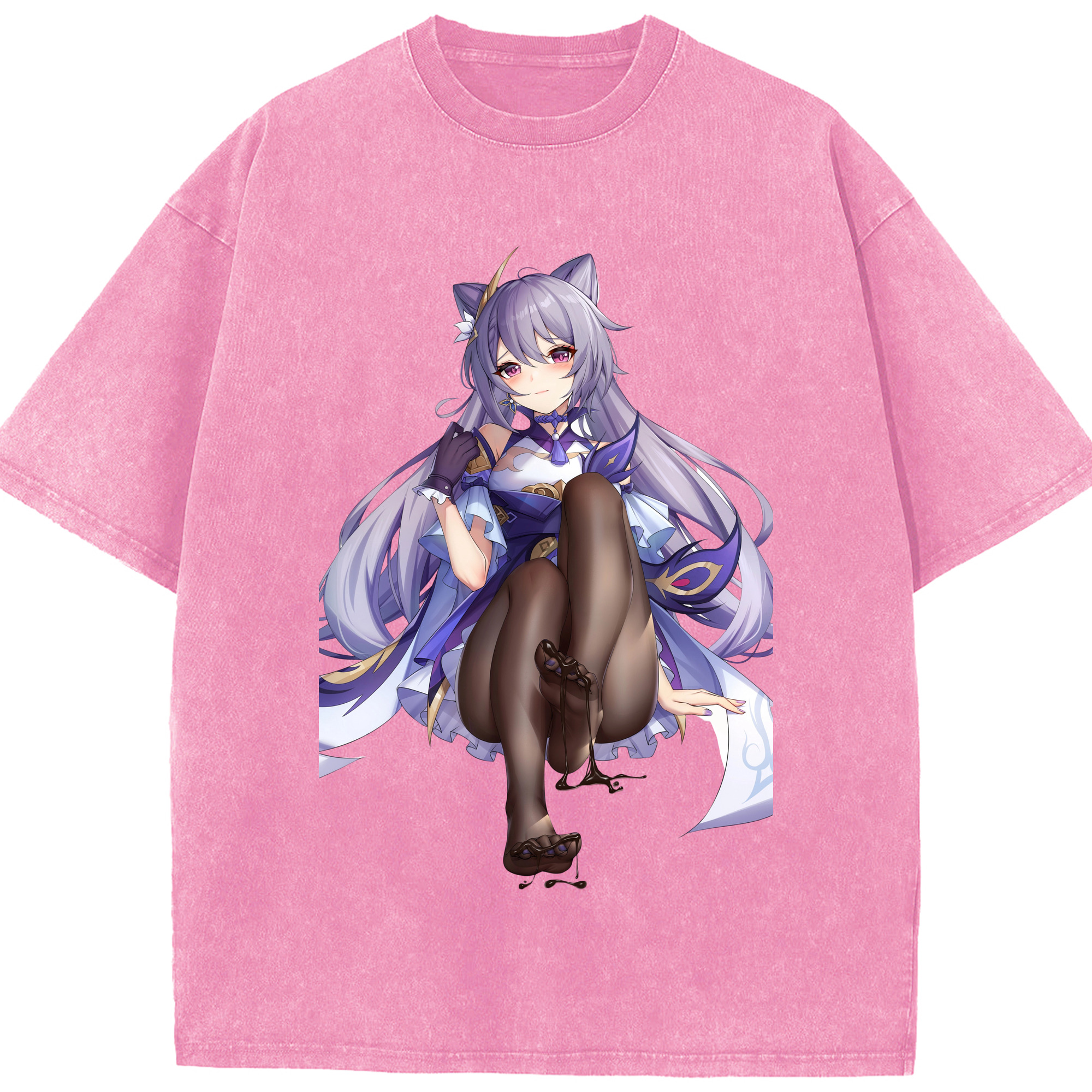 げんし神 刻晴 こくせい genshin Kokusei 綿100% ヴィンテージ風 半袖Tシャツ（フロントプリント）